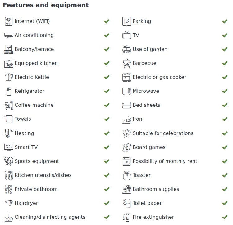Apartment Flower Istria - Features and equipment
